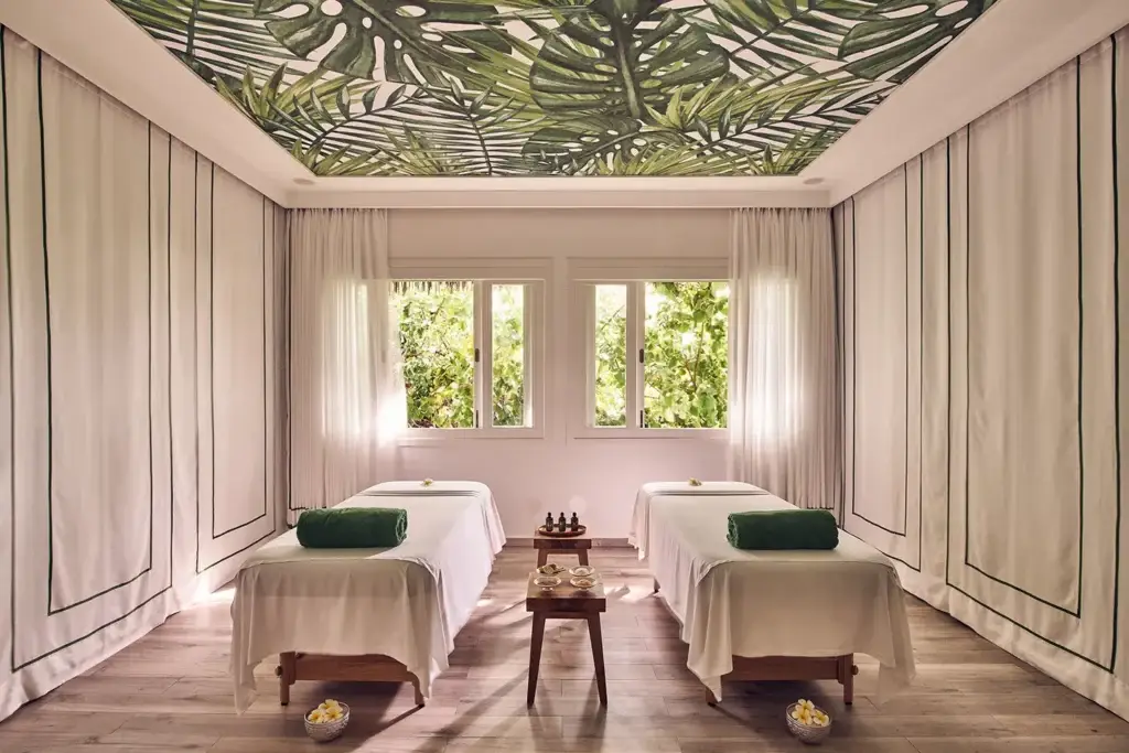 Fehi Spa at Finolhu Baa Atoll, set within the island's tropical greenery.